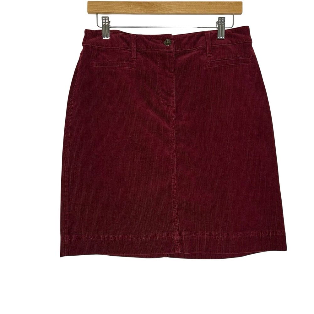 Talbots Burgundy Corduroy Mini Skirt Size 6 Preppy Cotton Stretch Hipster EUC - Picture 9 of 9